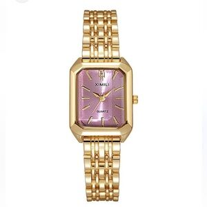 Lady square Gold and Pink Watch